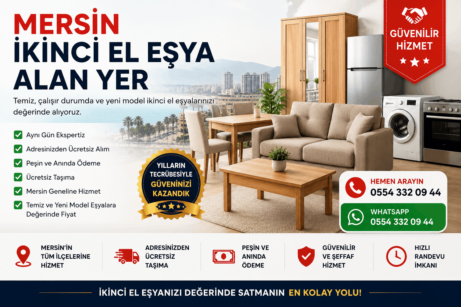 Mersin ikinci el eşya alan yer olarak temiz ve yeni model ikinci el mobilya ile beyaz eşya alım hizmeti sunuyoruz.
