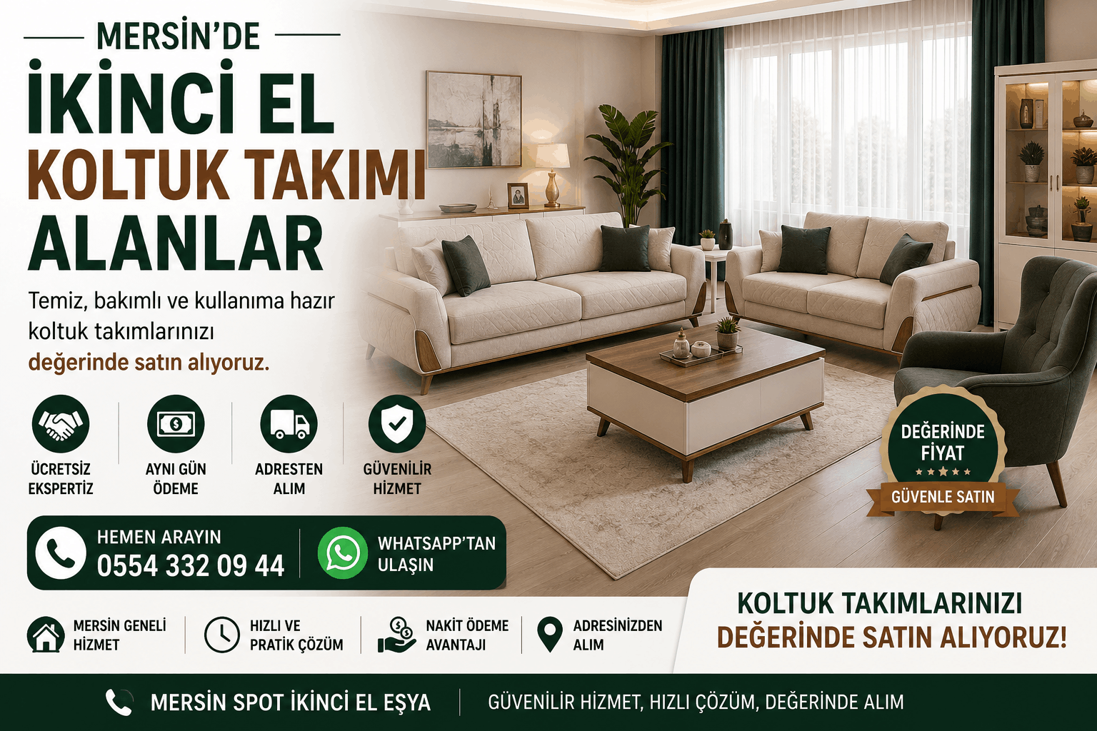 Mersin ikinci el koltuk takımı alanlar. Temiz, bakımlı ve kullanıma hazır koltuk takımlarınızı değerinde satın alıyoruz.
