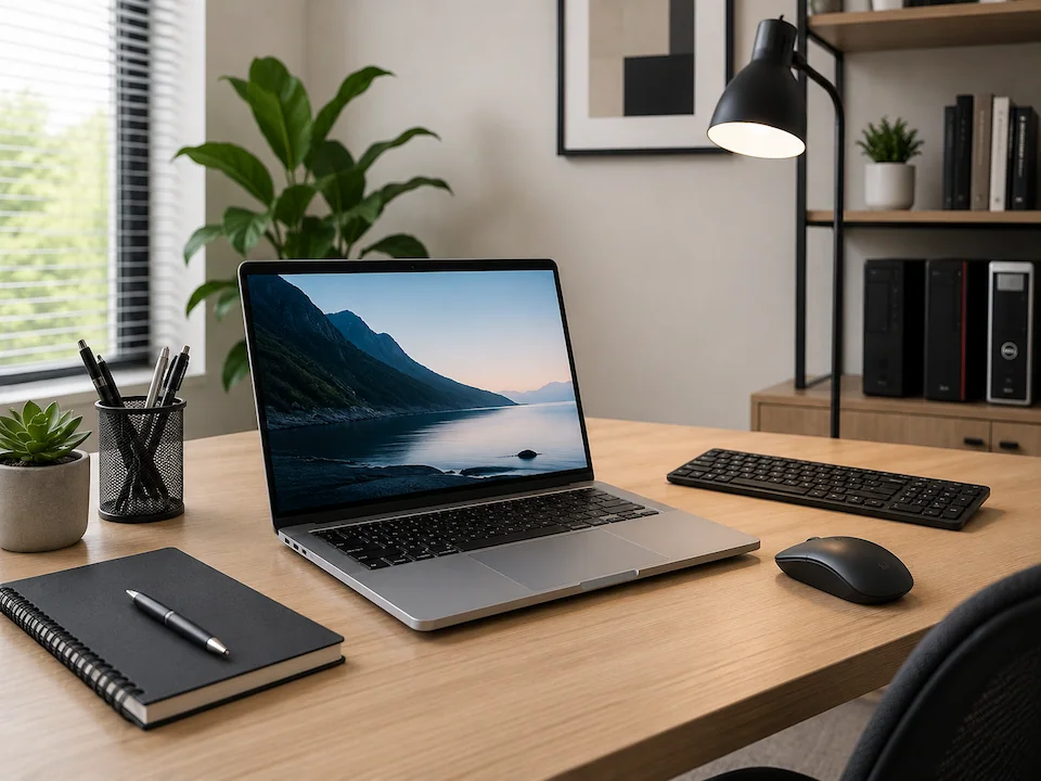 Mersin'de güncel ikinci el laptop kategorisini temsil eden modern dizüstü bilgisayar ve çalışma alanı.