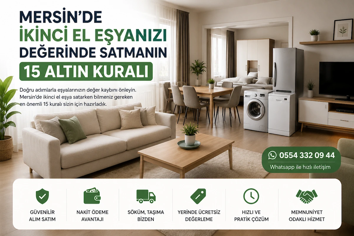 Mersin'de ikinci el eşyanızı değerinde satmak için dikkat edilmesi gereken önemli kuralları anlatan blog kapak görseli.
