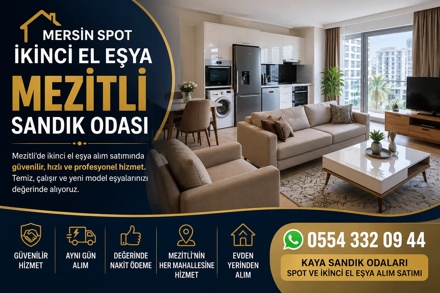 Mezitli Sandık Odası olarak temiz ve yeni model ikinci el mobilya, beyaz eşya ve elektronik eşya alım satımı yapan Mersin Spot İkinci El Eşya.